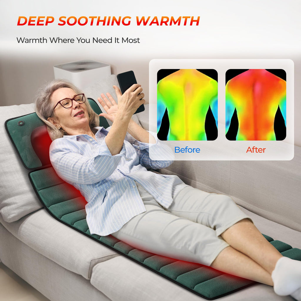 Full Body Massage Mat with Heat, 10 Motors, Detachable Massager Pad S569