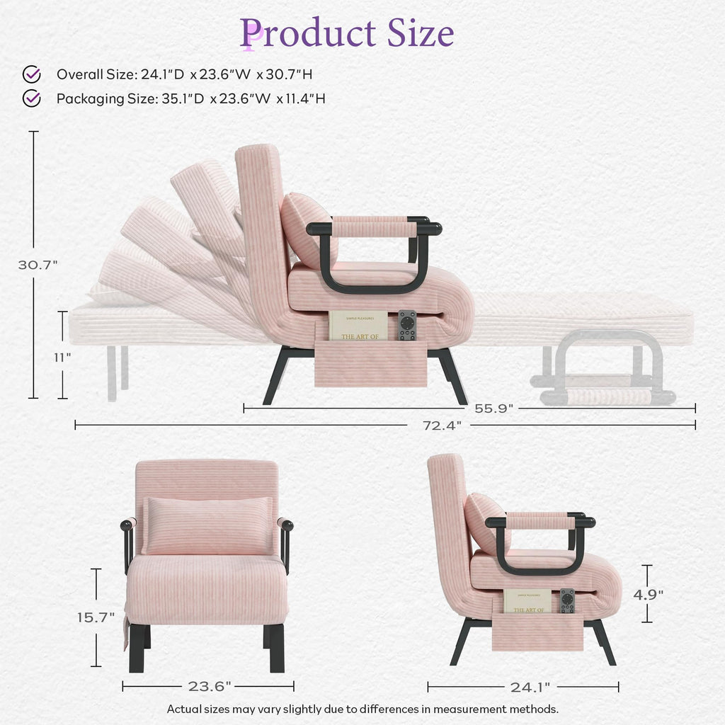 Pink Folding Sleeper Chair Bed H66929