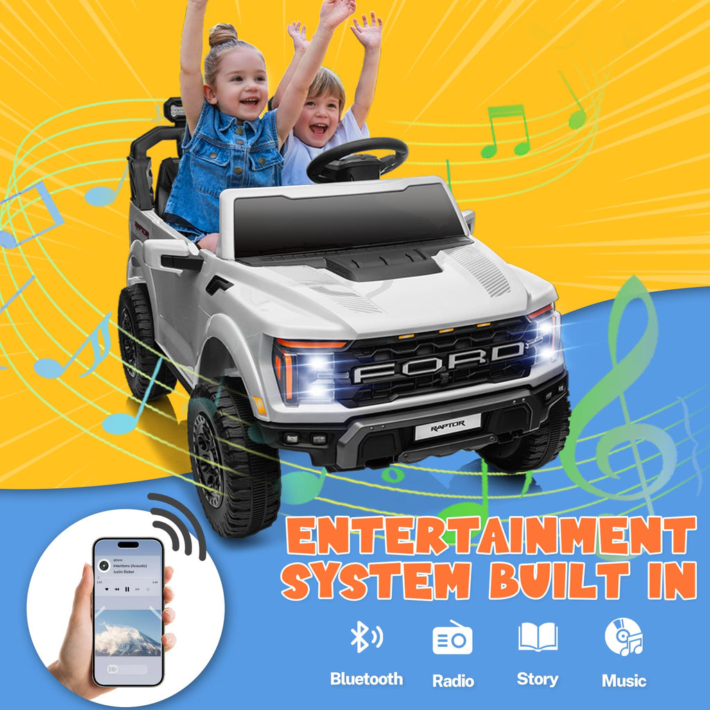 White 24V 2 Seater Kids Ride on Truck with Parent Remote Control D70646