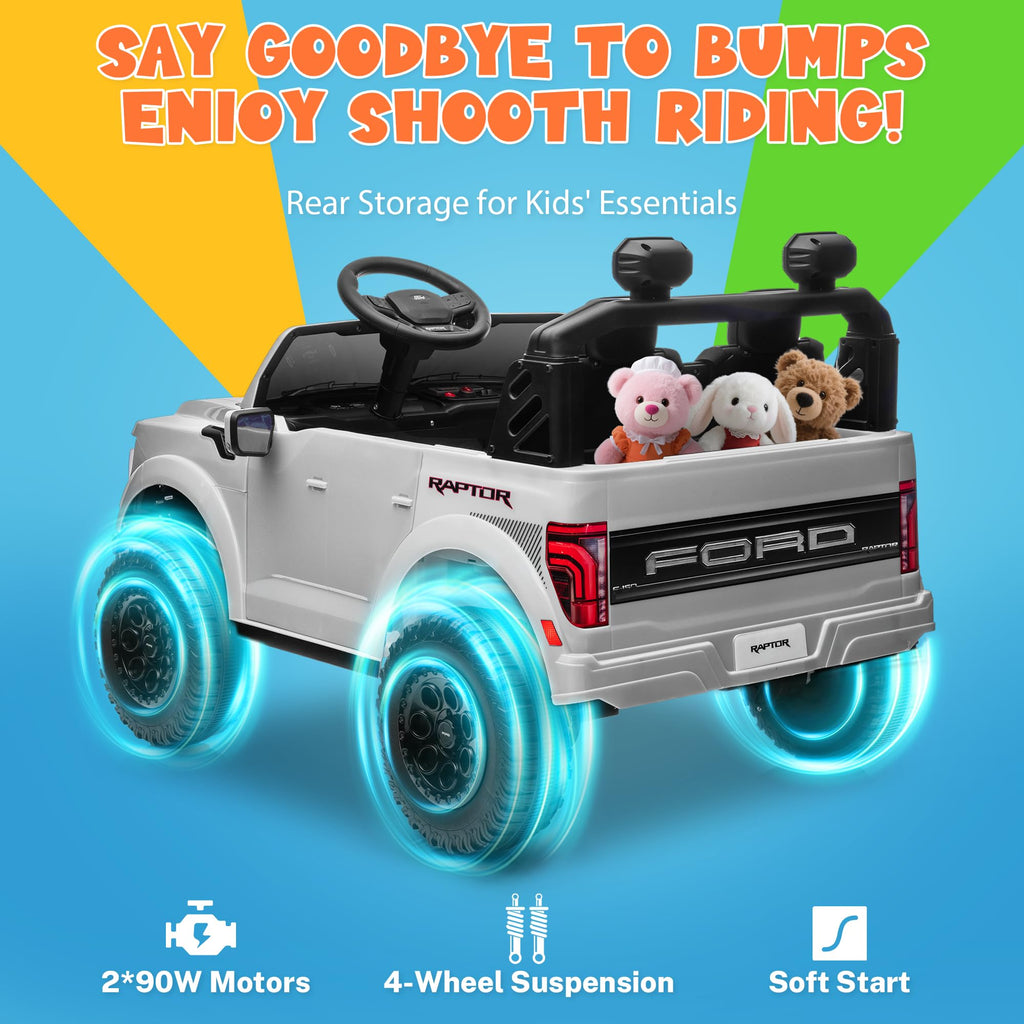 White 24V 2 Seater Kids Ride on Truck with Parent Remote Control D70646
