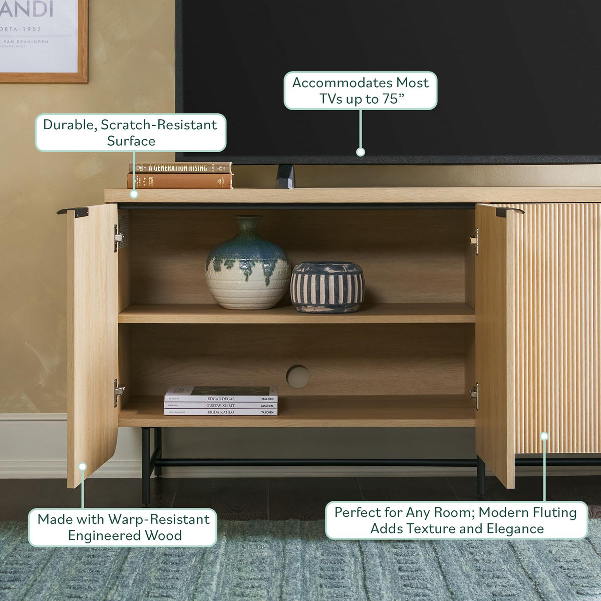 69 Inch Coastal Oak Sideboard Buffet E3888