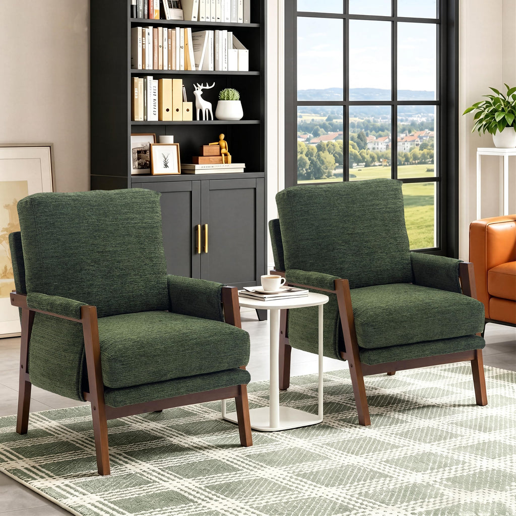 Green Accent Chairs Set of 2 Upholstered Fabric I67116