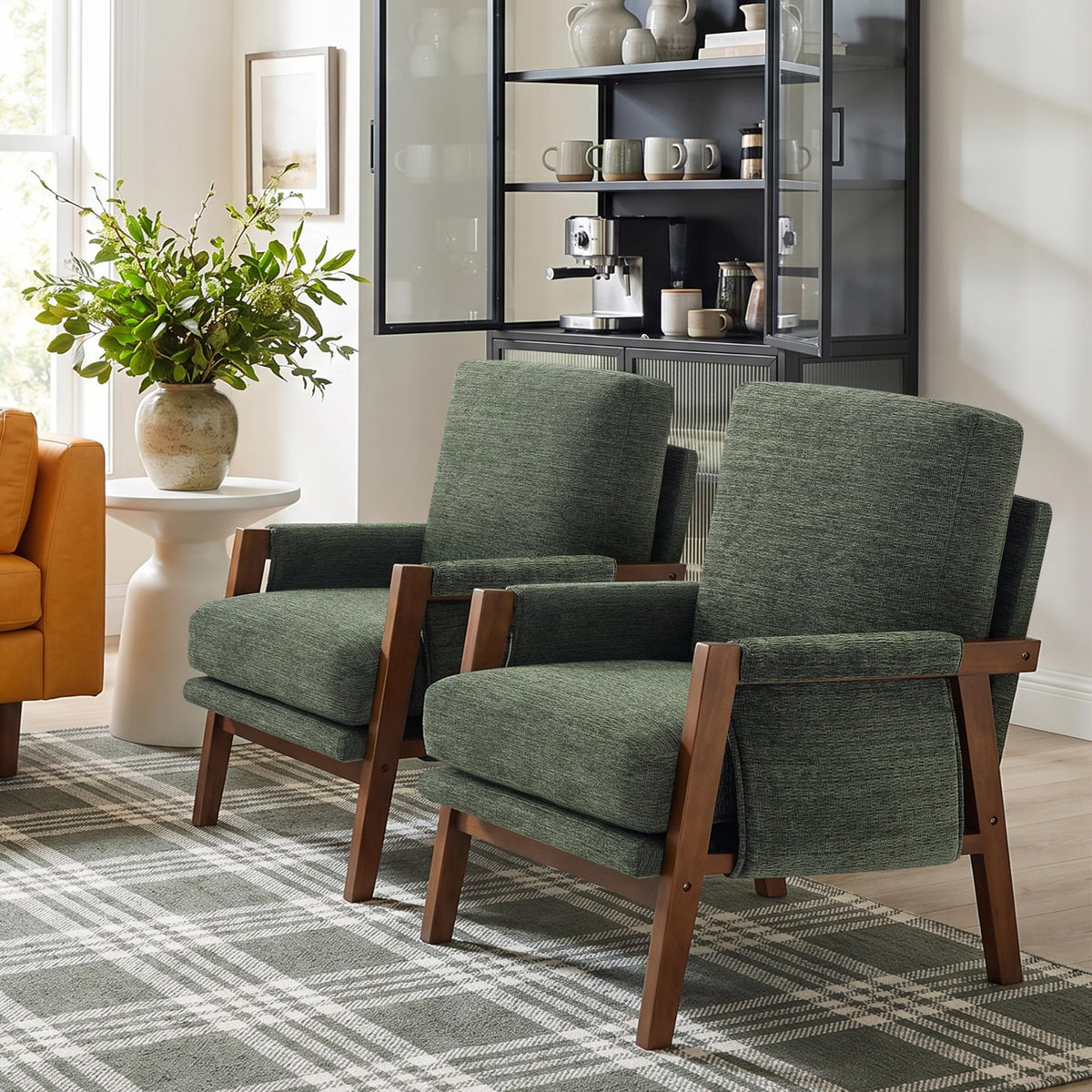 Green Accent Chairs Set of 2 Upholstered Fabric I67116