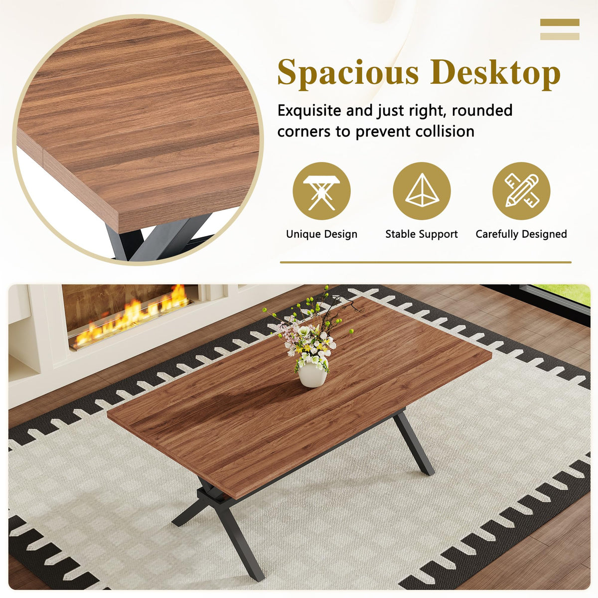 9 Piece Dining Table Set with Splicing Wood Top V2052