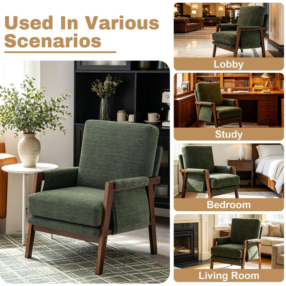 Green Accent Chairs Set of 2 Upholstered Fabric I67116