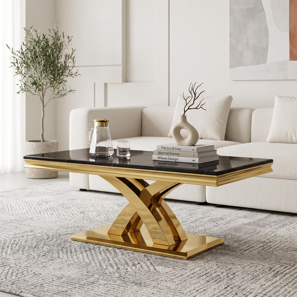 Black and Gold Coffee Table Set of 2 U846