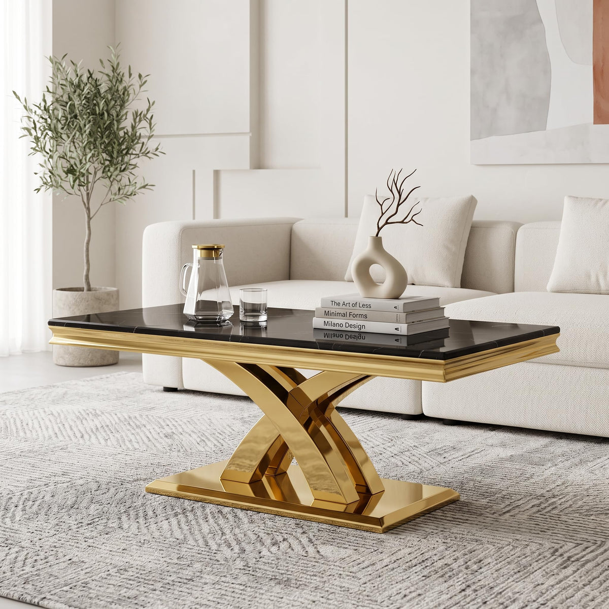 Black and Gold Coffee Table Set of 2 U846