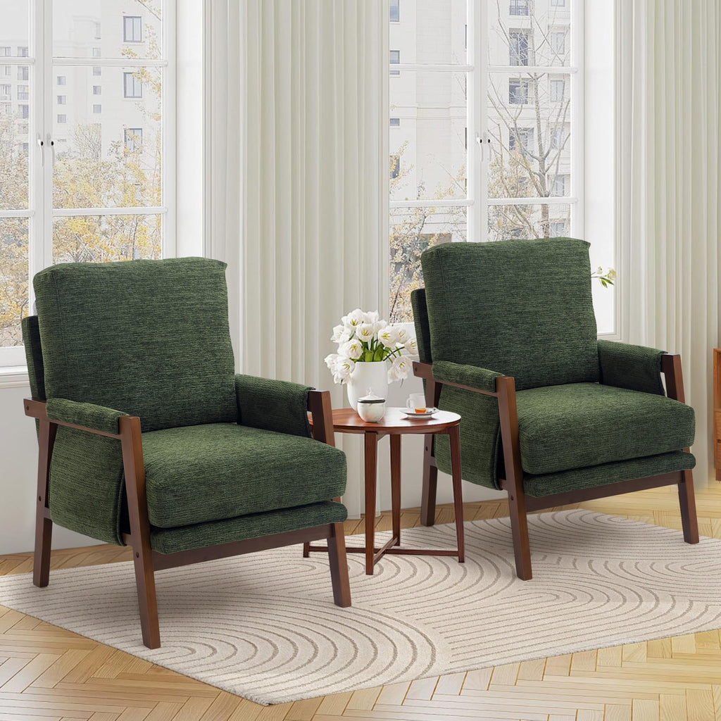 Green Accent Chairs Set of 2 Upholstered Fabric I67116