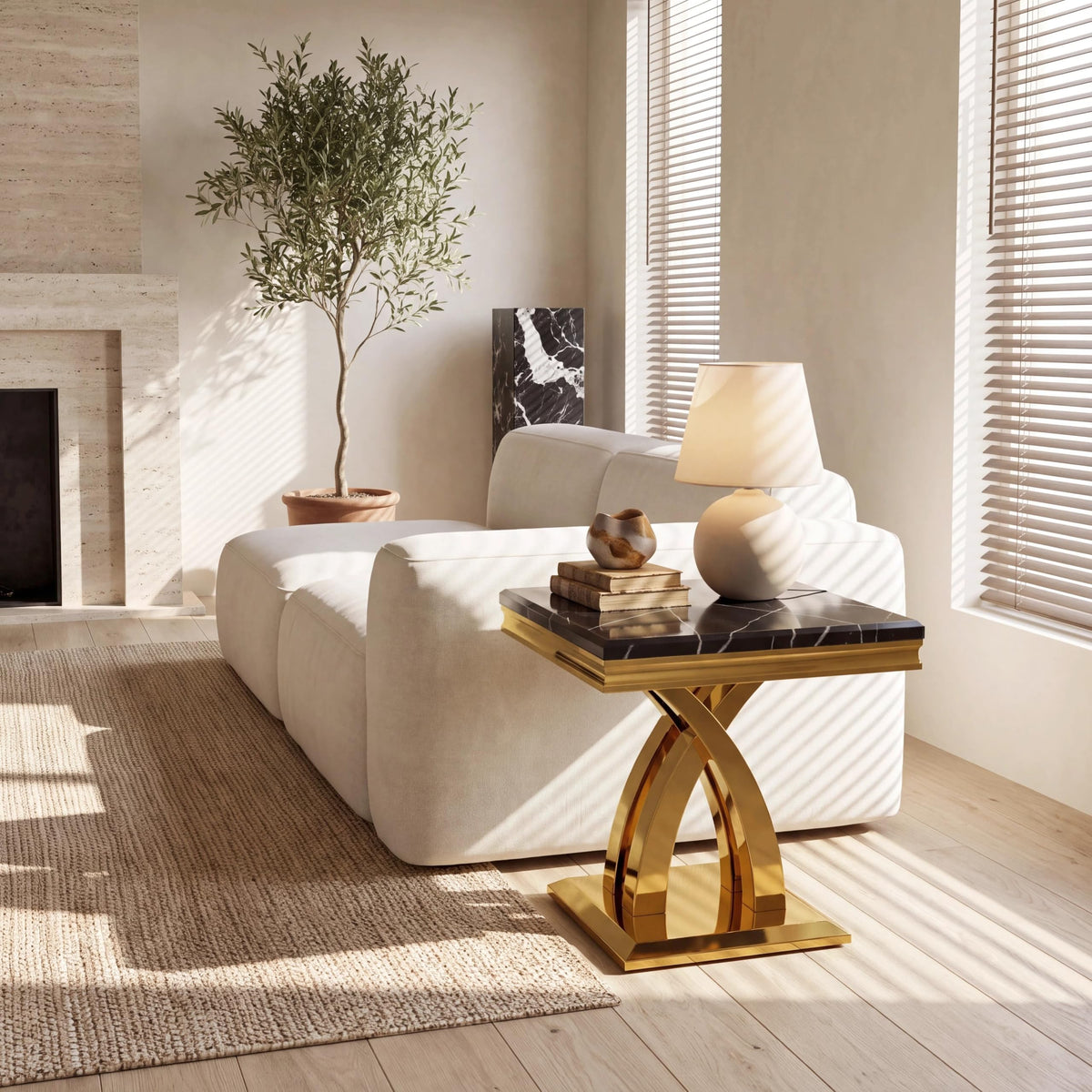 Black and Gold Coffee Table Set of 2 U846
