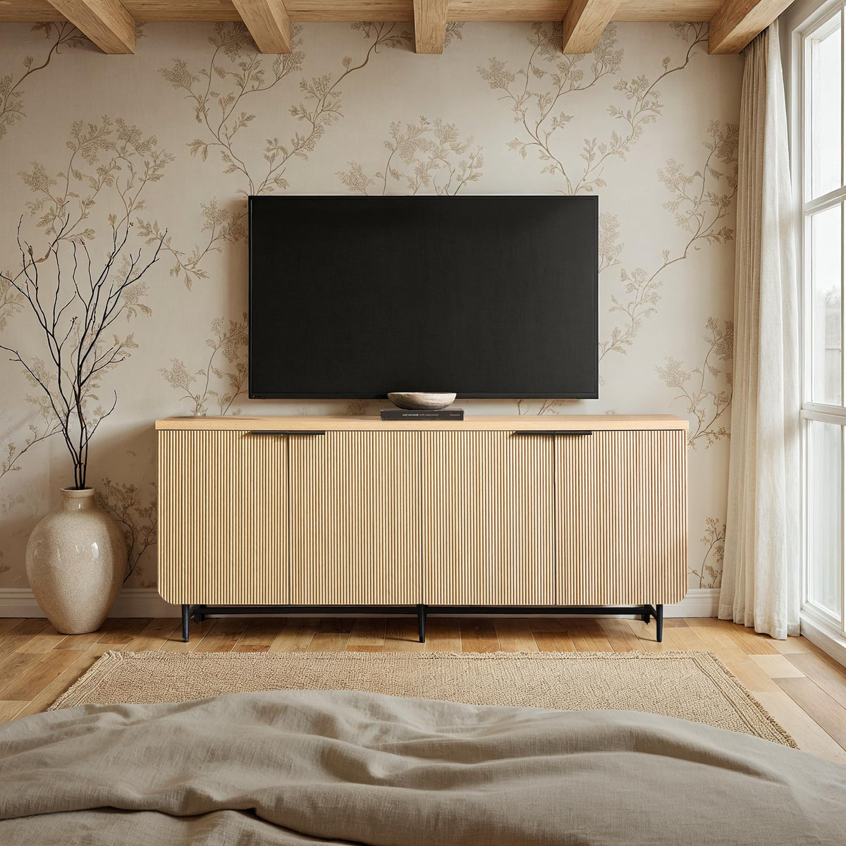 69 Inch Coastal Oak Sideboard Buffet E3888