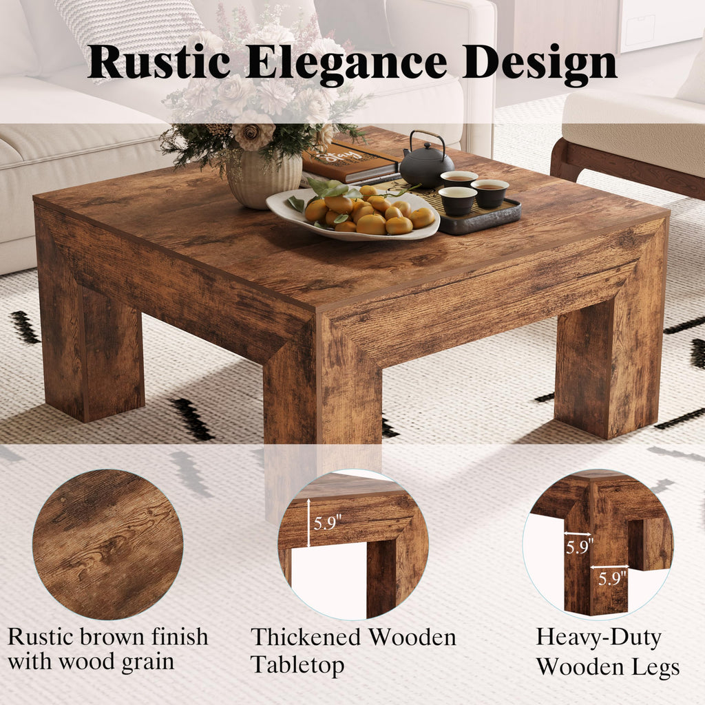 35" Wooden Square Coffee Table P4068